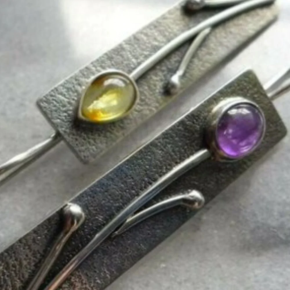 Silver Earrings Ear Hook Drop Dangle - Picture 2 of 3